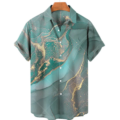 Vintage Hawaiian Casual Spandex Men's Shirt