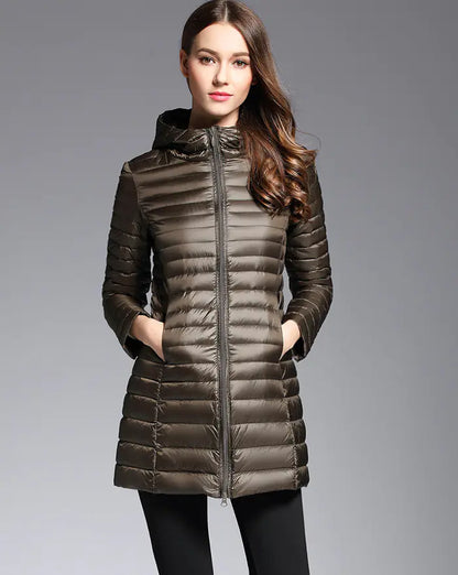 2017 Women's Korean Style Lightweight Long Down Jacket