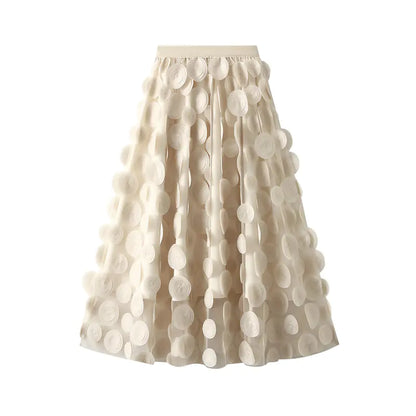 3D Polka Dot Black Mesh Skirt
