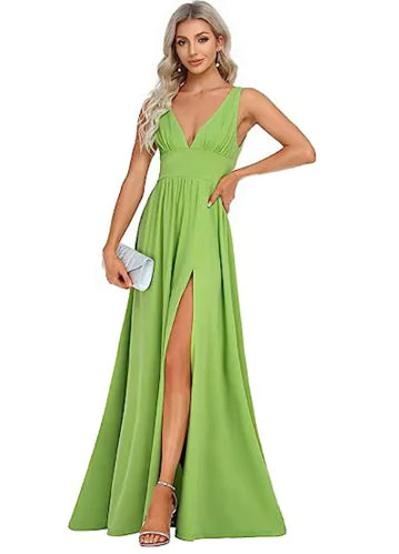 Deep V-neck Sleeveless Swing Dress