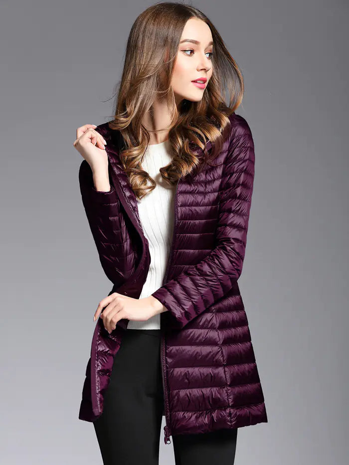 2017 Women's Korean Style Lightweight Long Down Jacket