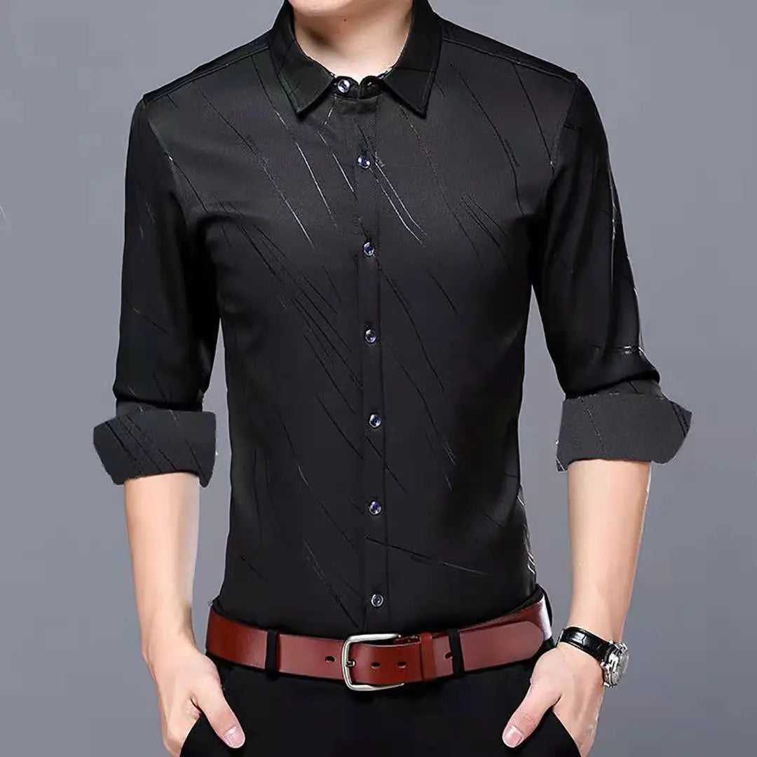 Men's Slim Fit Long Sleeve Floral Print Shirt