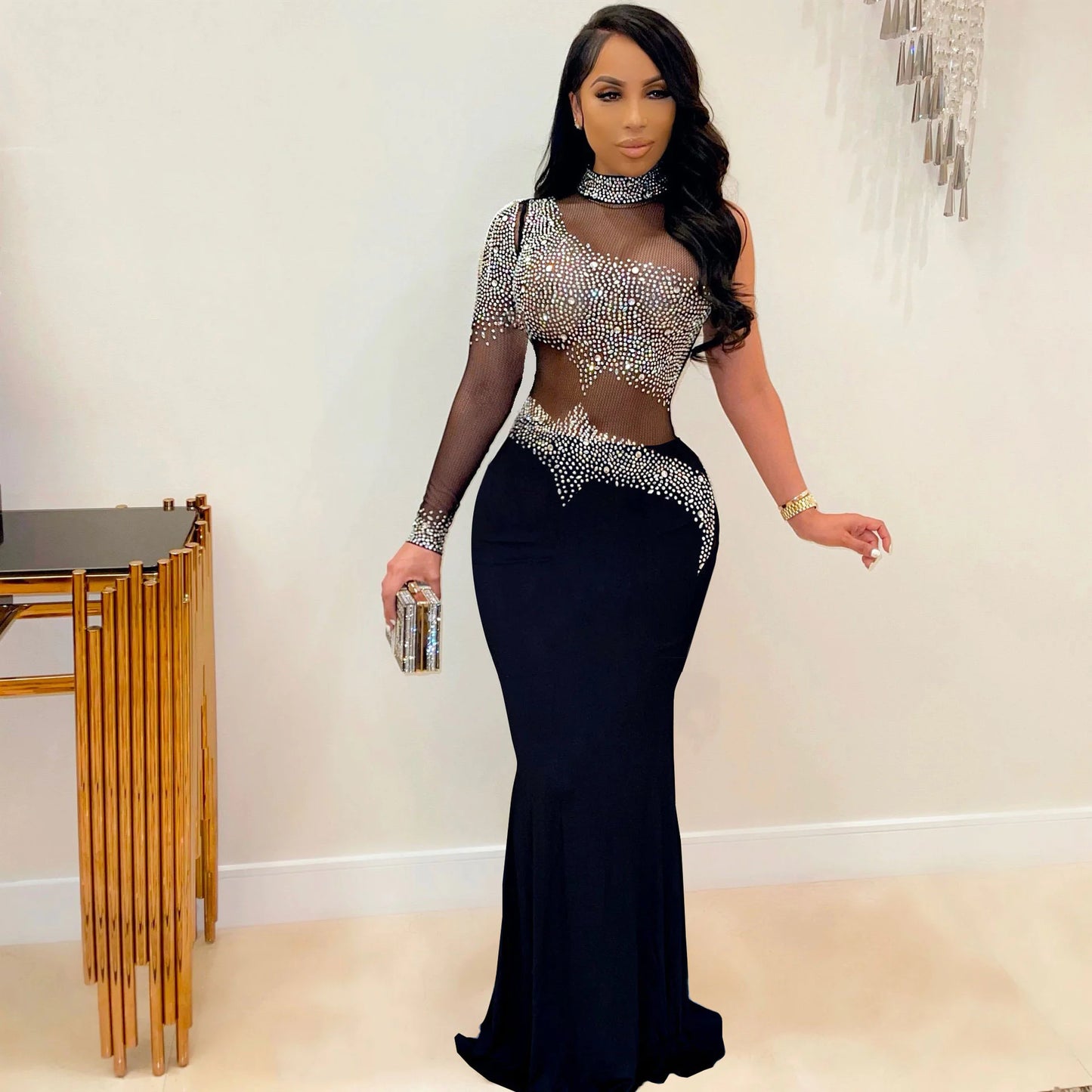 Hot Diamond Mesh Bodycon Dress Size: S,M,L,XL,XXL,XXXL,XXXXL,XXXXXL