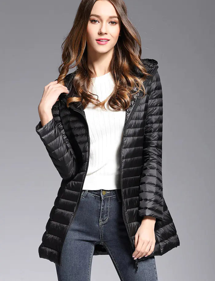 2017 Women's Korean Style Lightweight Long Down Jacket