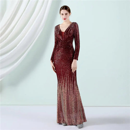 Fashion Long Sequin Dress for Special Occasions