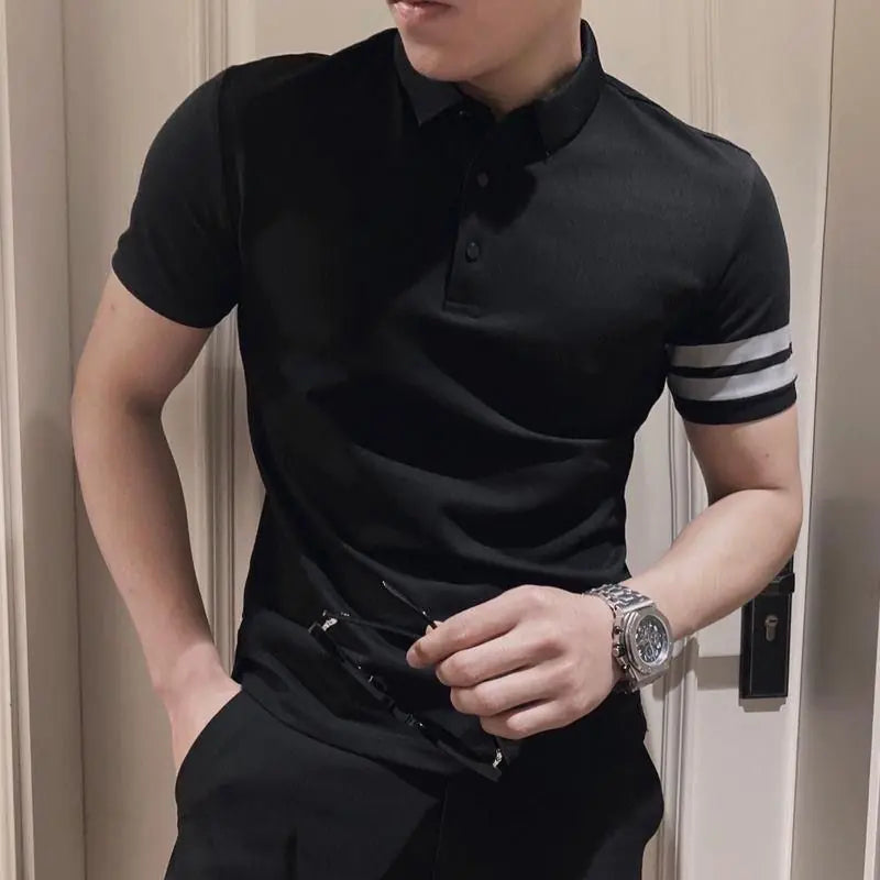 Men's Slim Fit Black Polo Shirt - Trendy Design