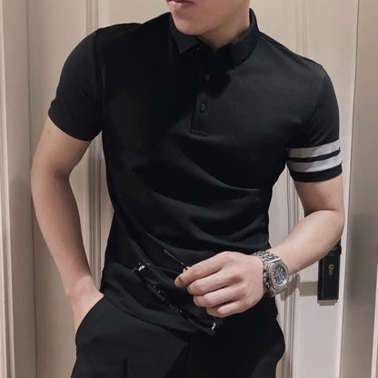 Men's Slim Fit Black Polo Shirt - Trendy Design