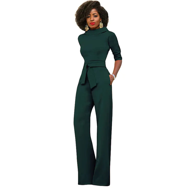 Fashionable Women's Solid Color High Waist Jumpsuit  sizes S t/m XL (of maat 34 t/m 44,