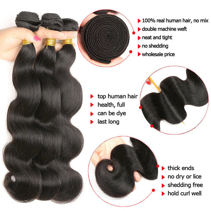Body Wave Human Hair Bundles Made from 100% natural human hair,