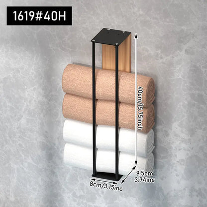 Wall-Mounted Wood & Metal Towel Rack