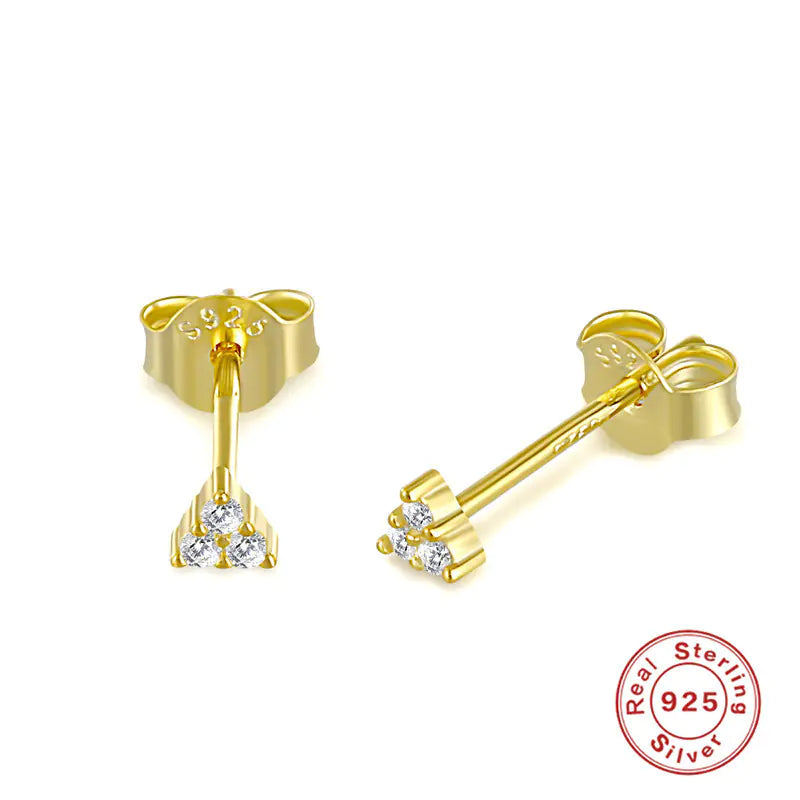 S925 Silver Stud Earrings with Zirconia Accents