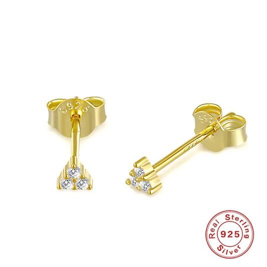 S925 Silver Stud Earrings with Zirconia Accents