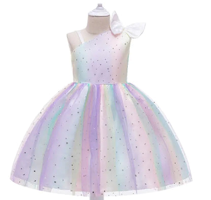 High-End Sequin Tulle Dress for Girls with Bow