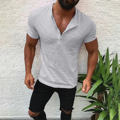 Button-Up Solid Color T-Shirt sizes from S to XXL