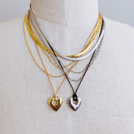 Perfectly Layered Heart & Chain Necklace – 4-Lagen Boho Chic