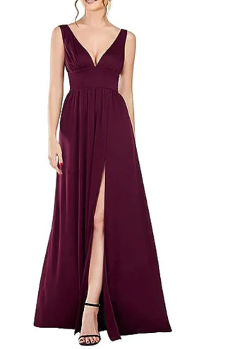 Deep V-neck Sleeveless Swing Dress