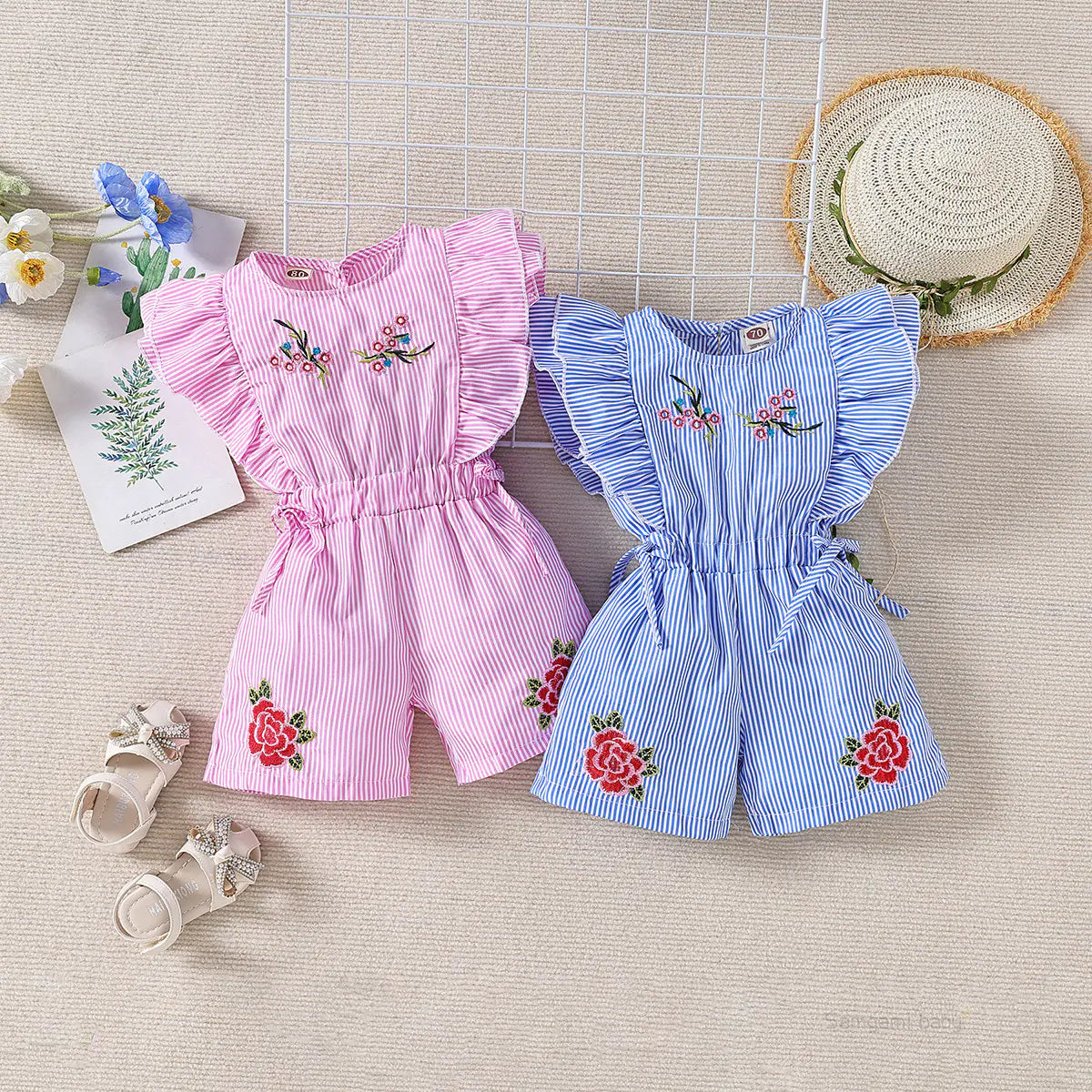 Samgami Baby Summer Striped Romper for Girls
