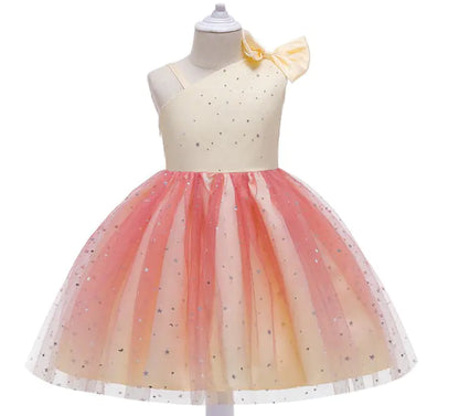 High-End Sequin Tulle Dress for Girls with Bow