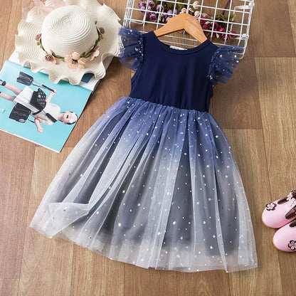 Summer Gradient Starry Princess Dress for Girls