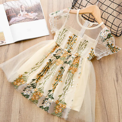 Lace Embroidered Flower Dress for Girls (100cm, 110cm, 120cm, 130cm, and 140cm)