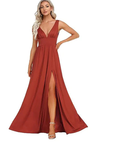 Deep V-neck Sleeveless Swing Dress