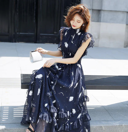 Feather Lace Long Dress