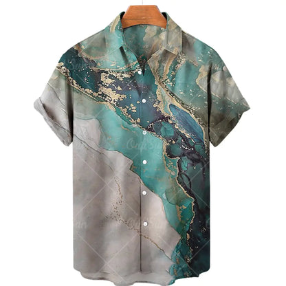 Vintage Hawaiian Casual Spandex Men's Shirt