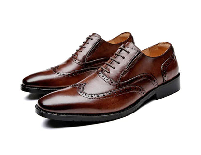 Men's Pointed Toe Leather Shoes - Korean British Style