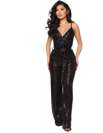 Sleeveless Backless Sequin Slim Fit Jumpsuit – Party Ready Glam