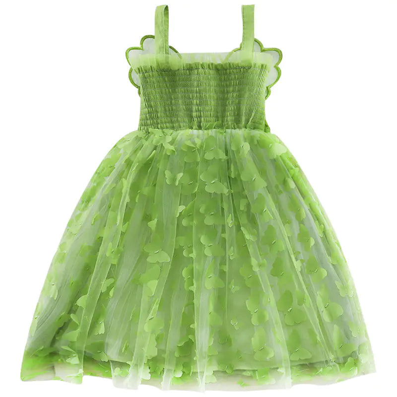 Children's Green Butterfly Mesh Skirt Dress