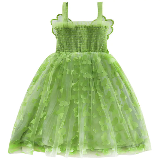 Children's Green Butterfly Mesh Skirt Dress