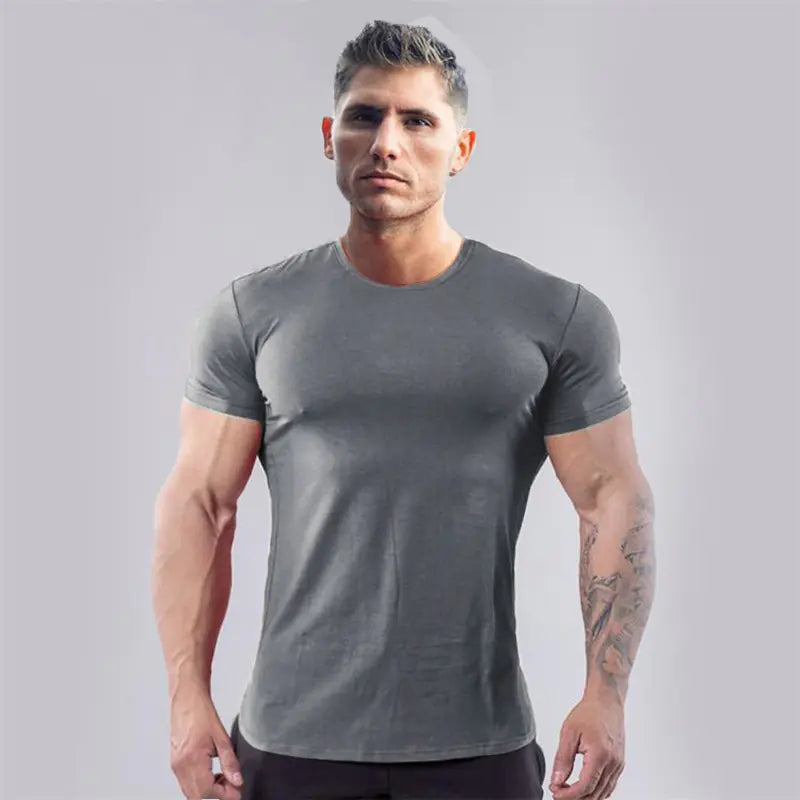 Men's Slim Fit Cotton Short Sleeve Workout T-Shirt