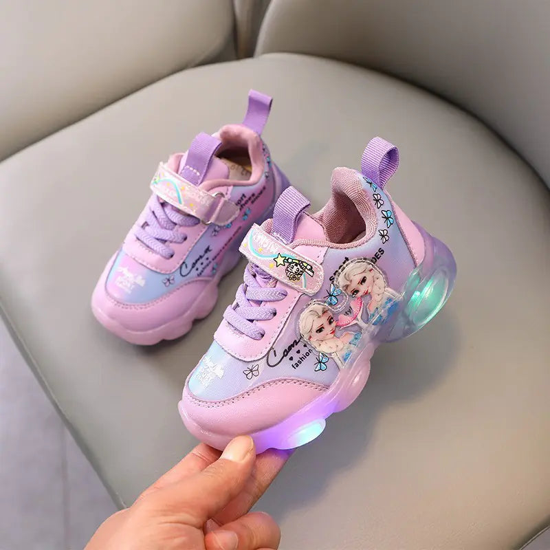2021 New Korean Elsa LED Light-Up Sneakers for Kids