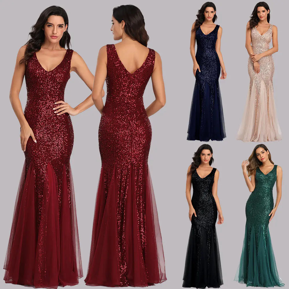 2024 Sequin Mesh Plus Size Mermaid Evening Dress