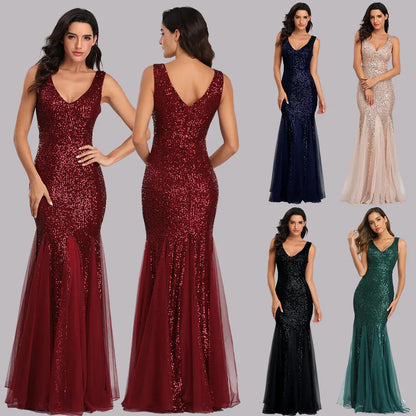 2024 Sequin Mesh Plus Size Mermaid Evening Dress