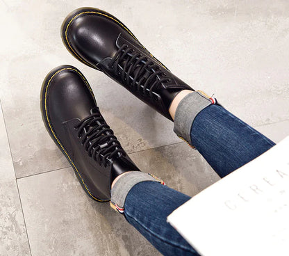 Women's British Style Chunky Heel Martin Boots