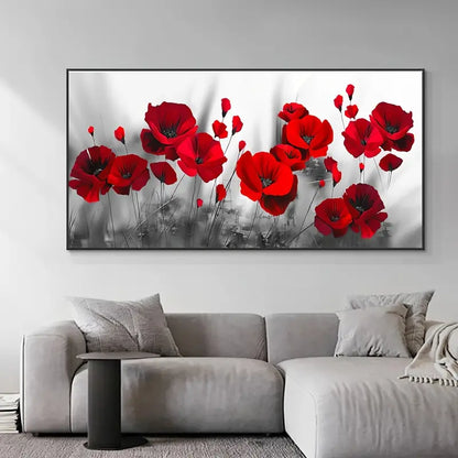 Abstract Red Bloom Flower Canvas Wall Art (No Frame)