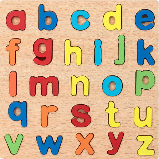 Houten Cijfer- & Letterpuzzel – Educatief Speelbord voor Kinderen