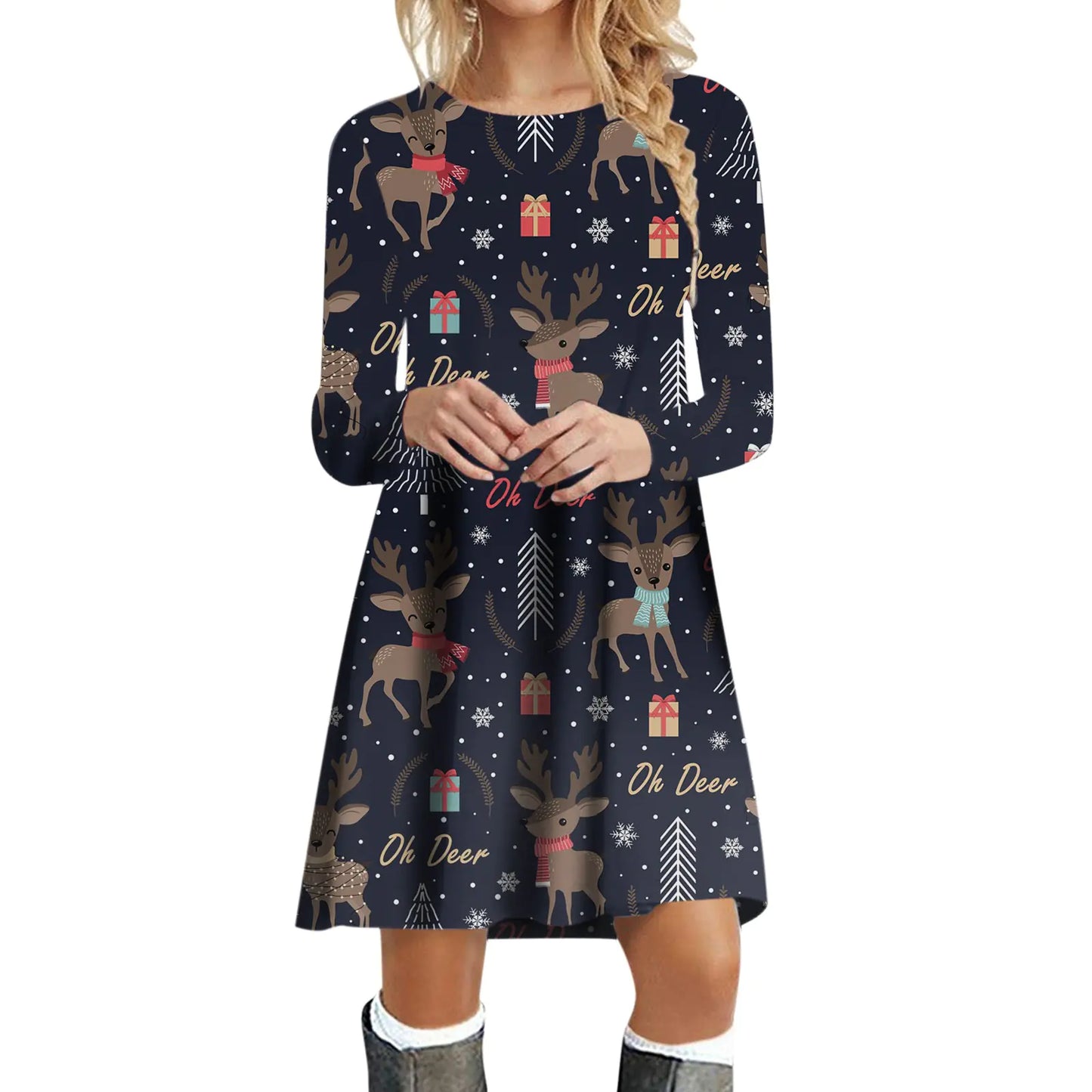 Women's Long Sleeve Christmas Party Dress