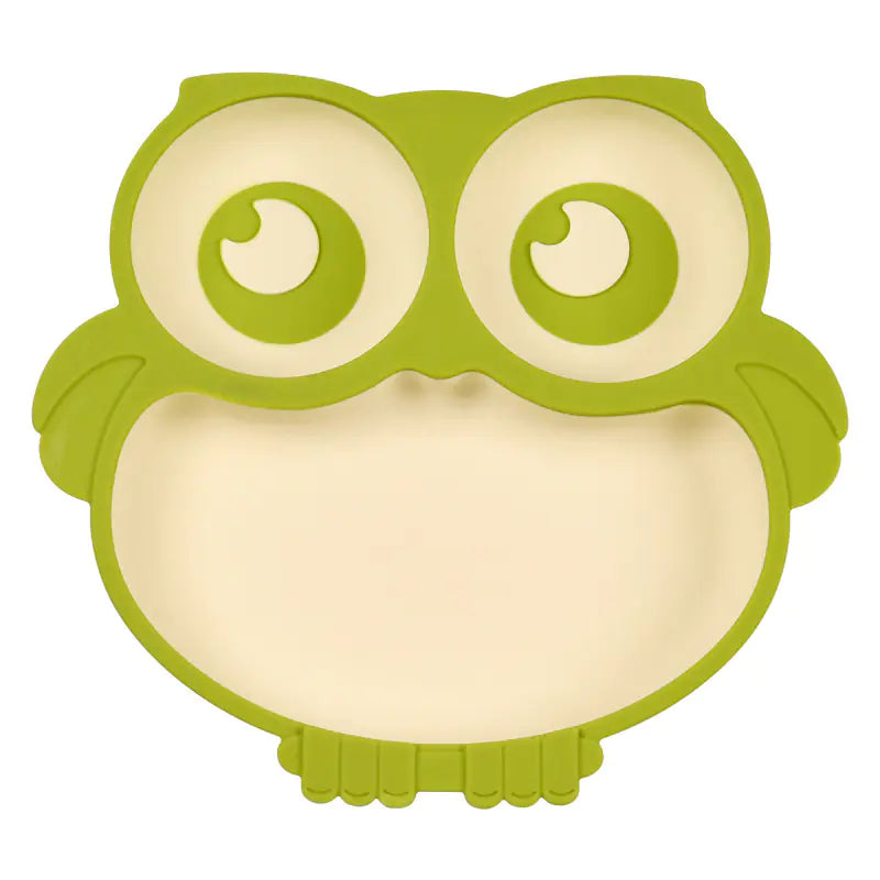 Silicone Baby Tableware Set with Suction Bowl and Owl