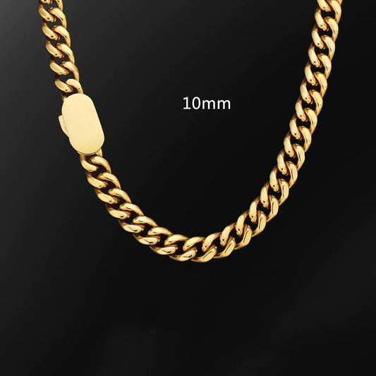 Men's 10mm Stainless Steel Cuban Chain Necklace – Punk & Hip-Hop Statement