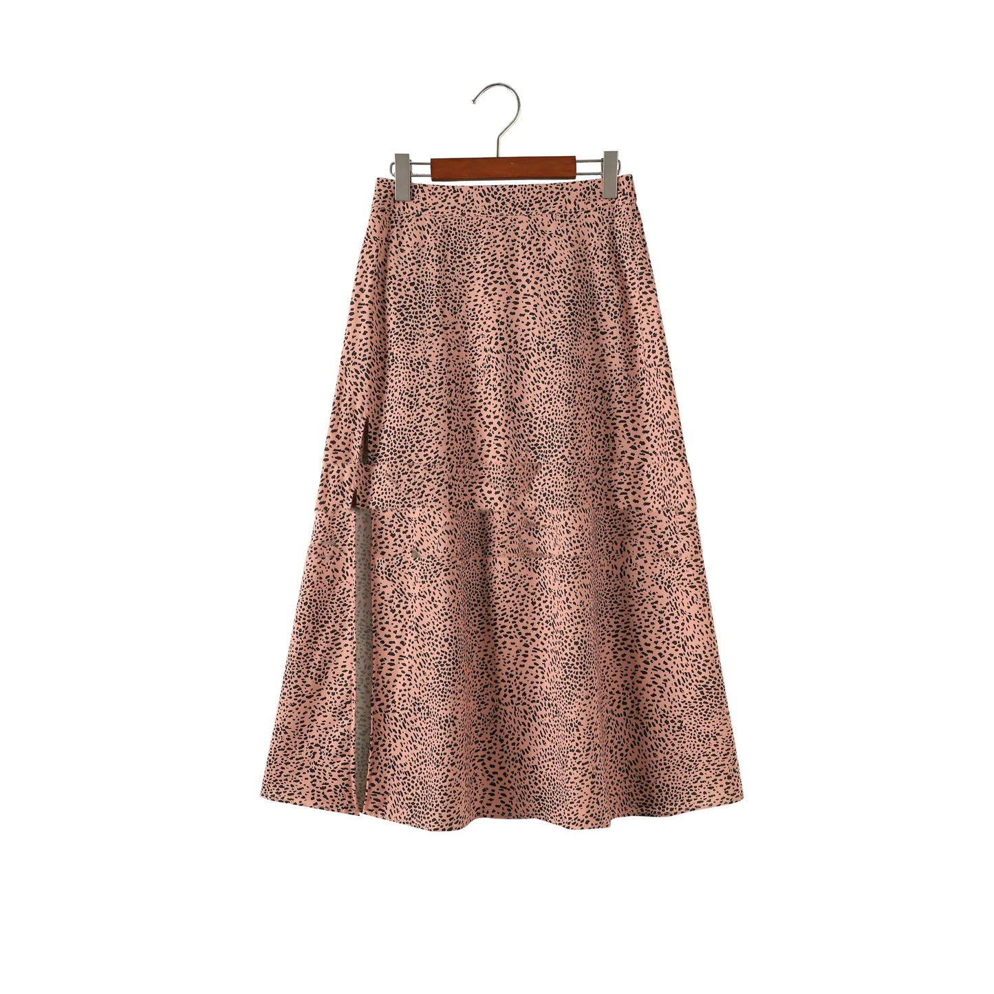 Women's A-Line Long Skirt in Leopard Print Floral