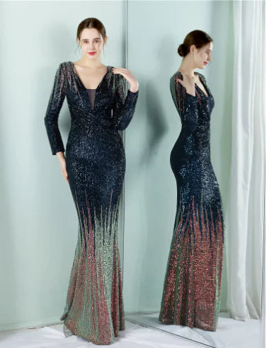 Fashion Long Sequin Dress for Special Occasions