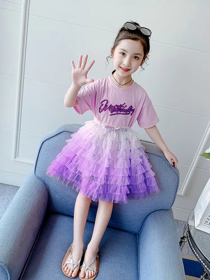 Girls' Summer Dress 2020 - Chic Tulle Princess Style  sizes ranging from 100cm to 140cm,