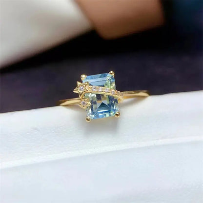 Natural Sky Blue Topaz Ring in 925 Silver Luxury for woman