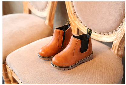 Children's Leather Short Boots for Boys and Girls sizes ranging from 21 to 36,