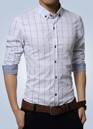 Men's Slim Fit Printed Checkered Shirt