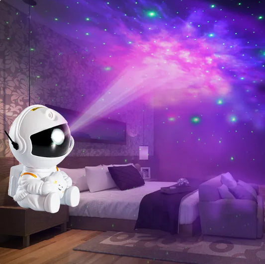 Astronaut Star Projection Lamp - Mini Atmosphere Decorative Night Light with Colorful Flowing Galaxy Effects