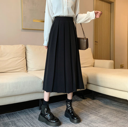 Mid-Length High Waist A-Line Umbrella Skirt