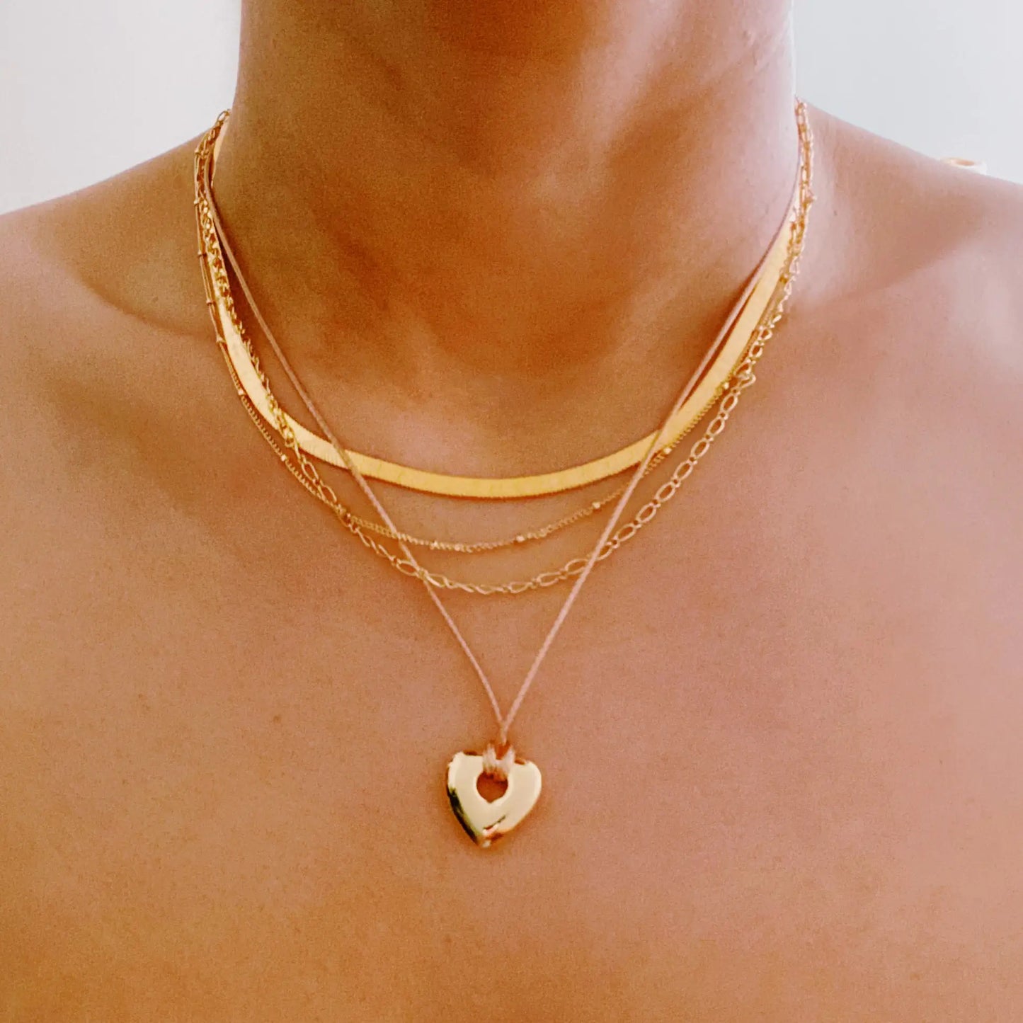 Perfectly Layered Heart & Chain Necklace – 4-Lagen Boho Chic